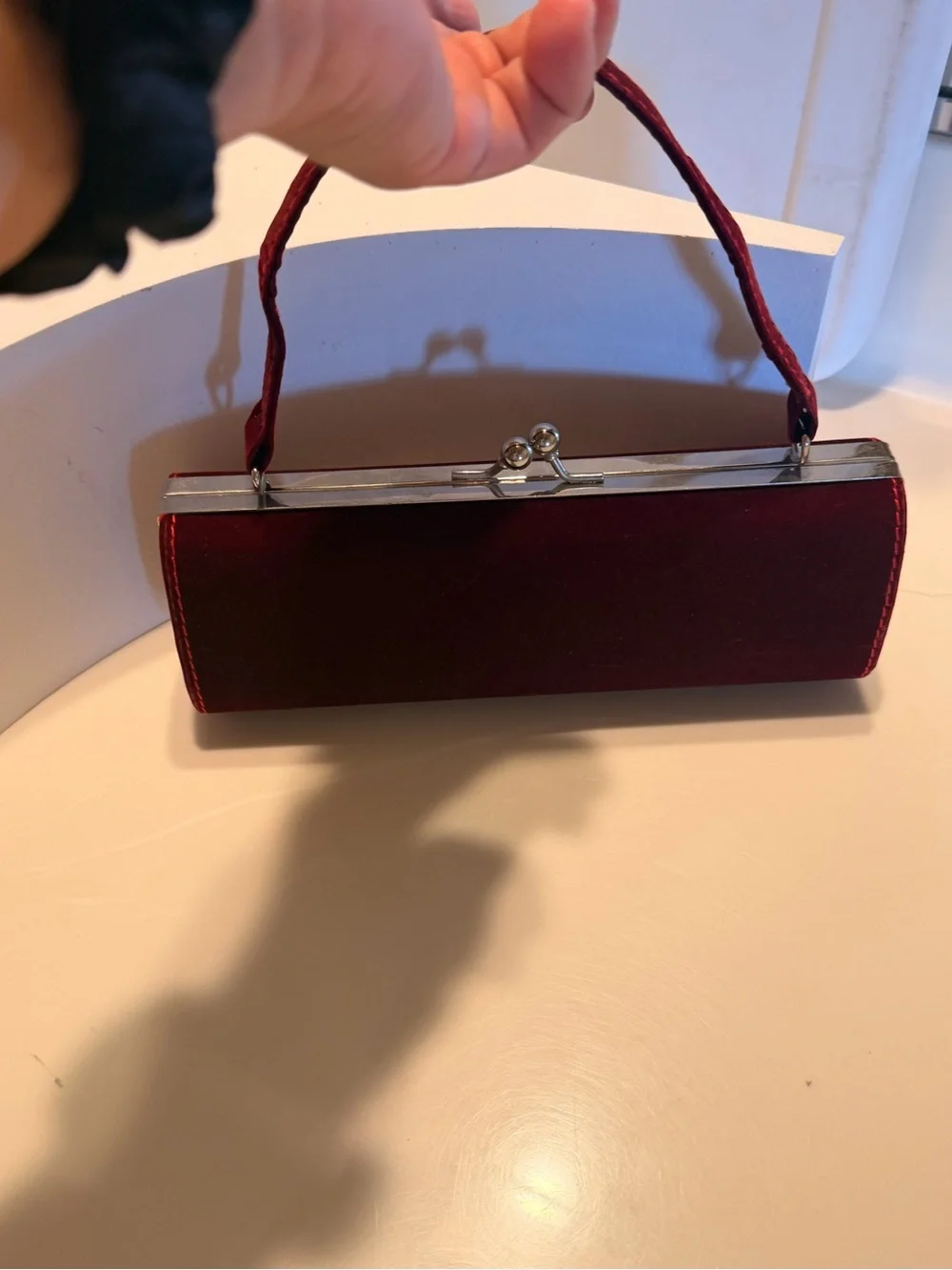 Velvet Evening Clutch Wristlet in Deep Burgundy